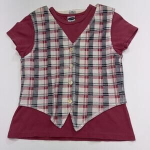 Vintage Y2K Old Navy NYN Plaid Vest Combo 1990s Nerd Geek Retro Shirt Small